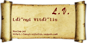 Lányi Vitális névjegykártya